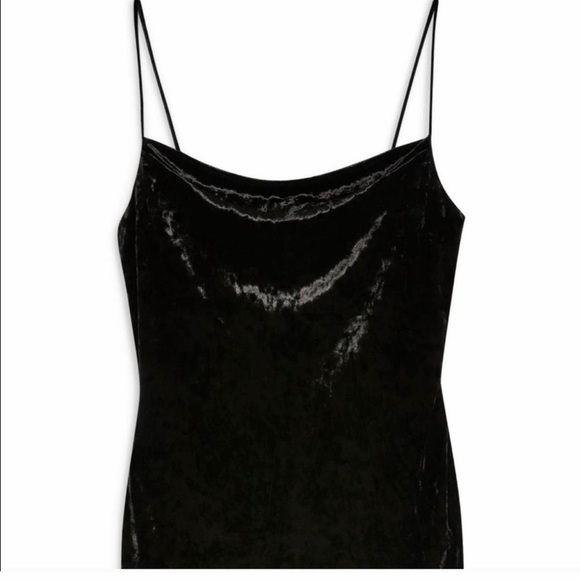 Topshop Black Velvet Mini Dress with Spaghetti Straps Size 4 - Picture 4 of 9